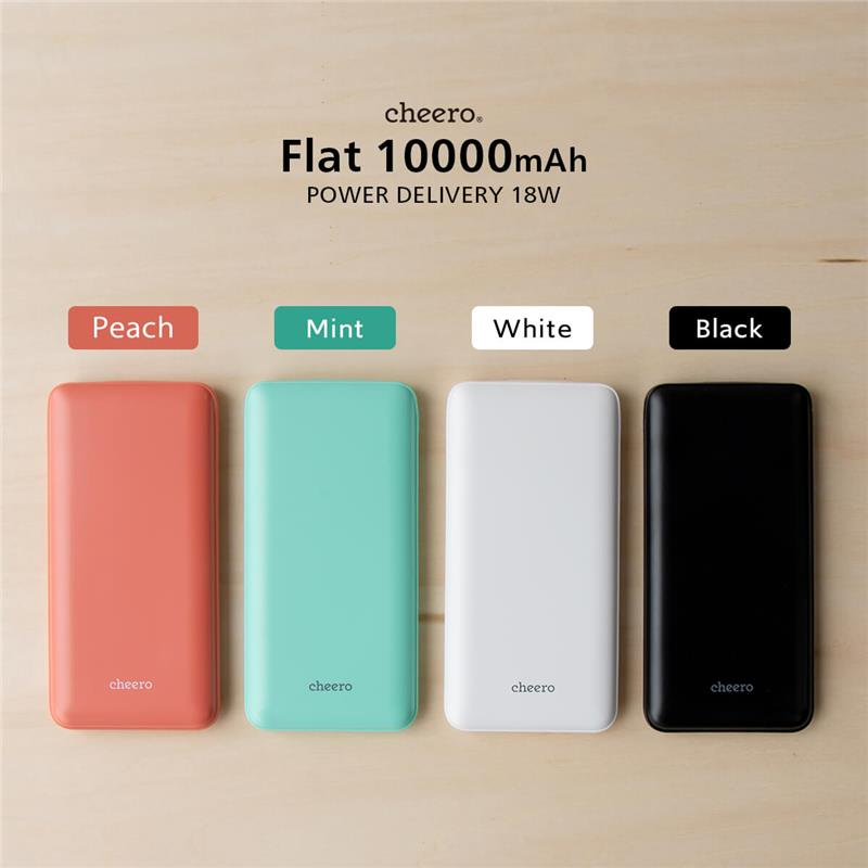sạc dự phòng cheero Flat 10000mAh with Power Delivery 18W CHE-112