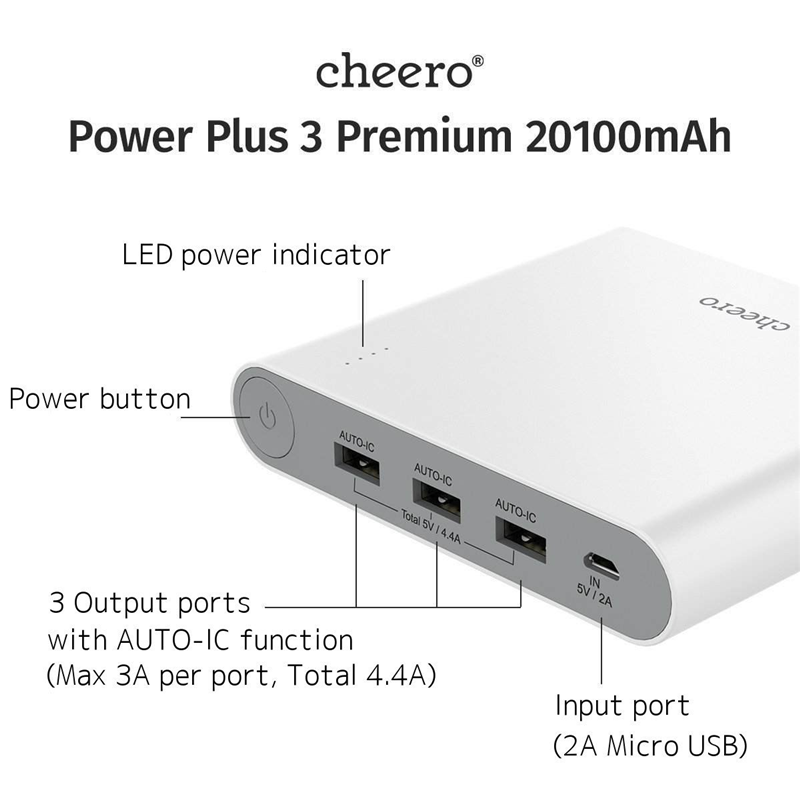 sạc dự phòng cheero Power Plus 3 Premium 20100 mAh CHE-062